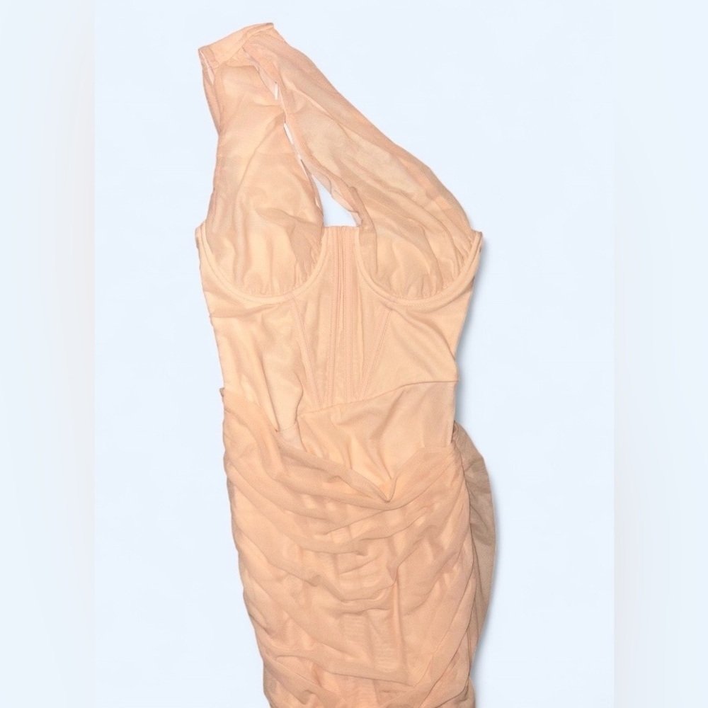 Kutumai One-Shoulder Mesh Corset Midi Dress – Nude/Peach – XS – NWT - Picture 6 of 9